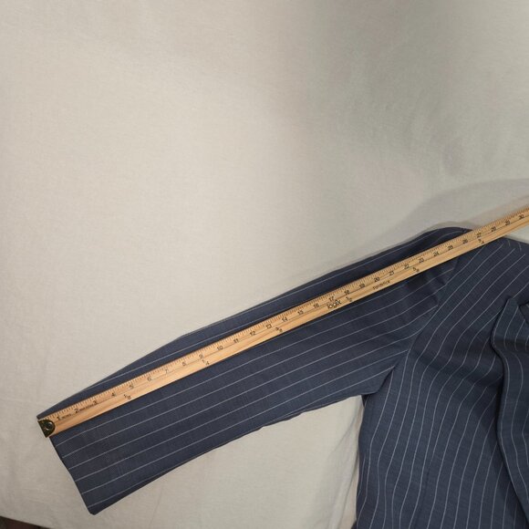 PIERRE NOIR Old Money Blue Gray Striped Classic Fit Blazer Jacket Size L50/44. - Picture 17 of 17